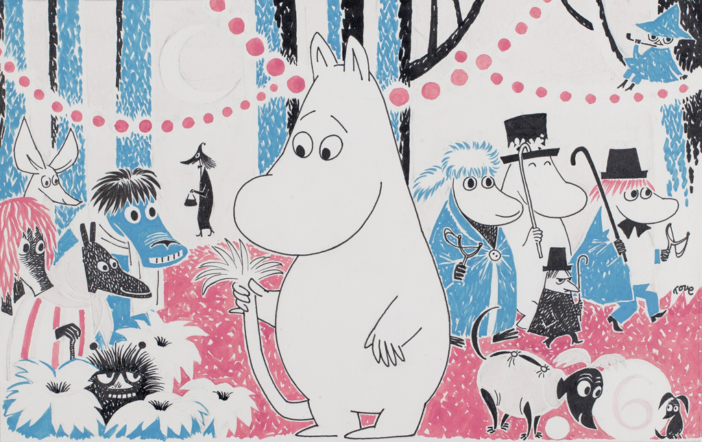 Tove Jansson, skiss till serieomslag. (C) Moomin Characters