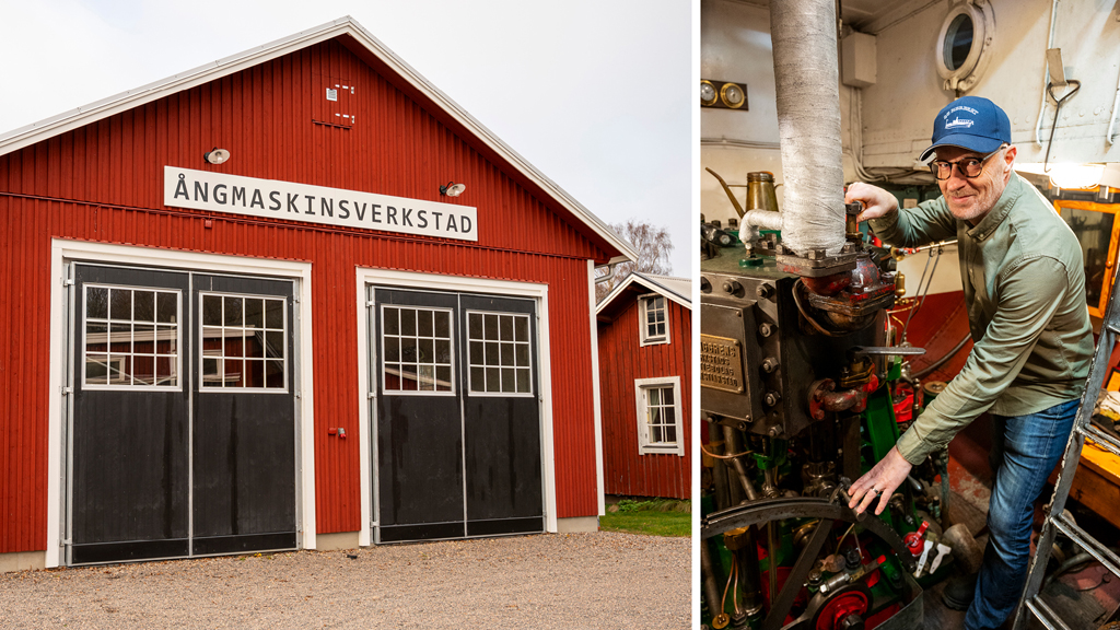 Mjörns Ångbåtsförenings verkstad och Jonas Svantesson. Foto: Ida Rådegård