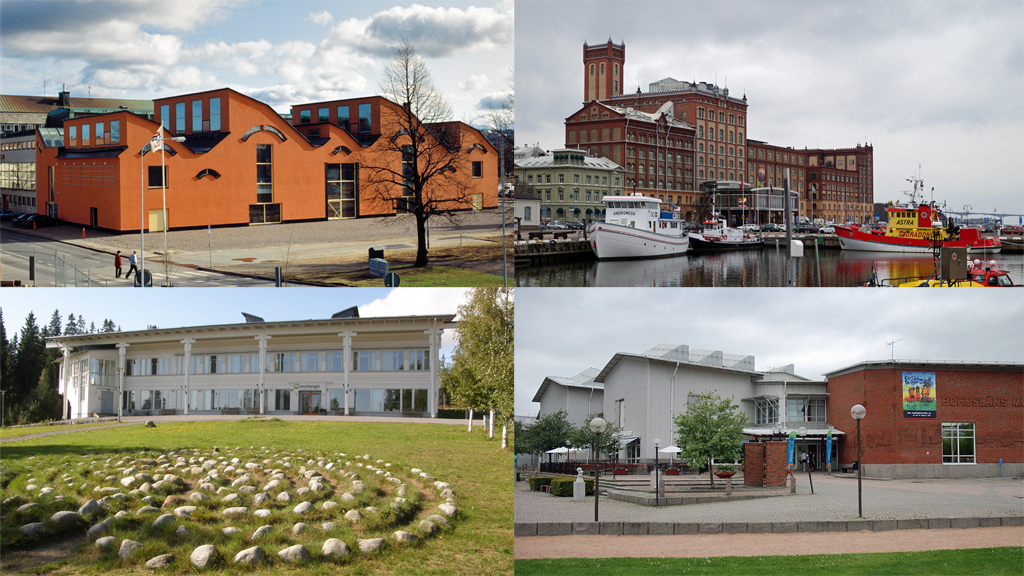 Jönköpings läns museum, Kalmar läns museum, Länsmuseet Västernorrland och Bohusläns museum. Foto: Jönköpings läns museum samt Jopparn, Blajo och Boberger (Wikimedia Commons)