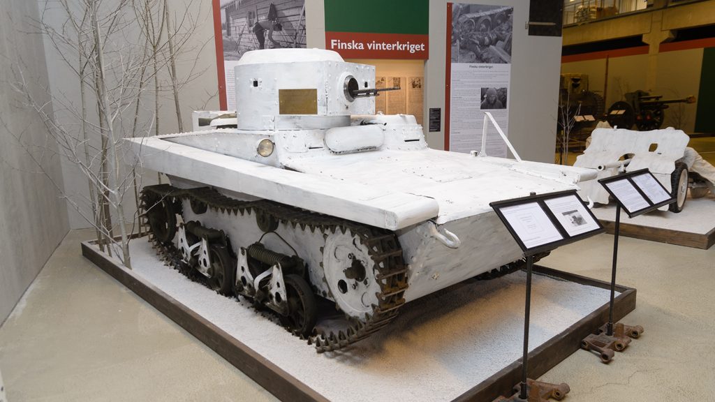Lätt sovjetisk stridsvagn T-37 som togs som krigsbyte och skänktes till Sverige. Foto: Gunnar Österlund/Arsenalen