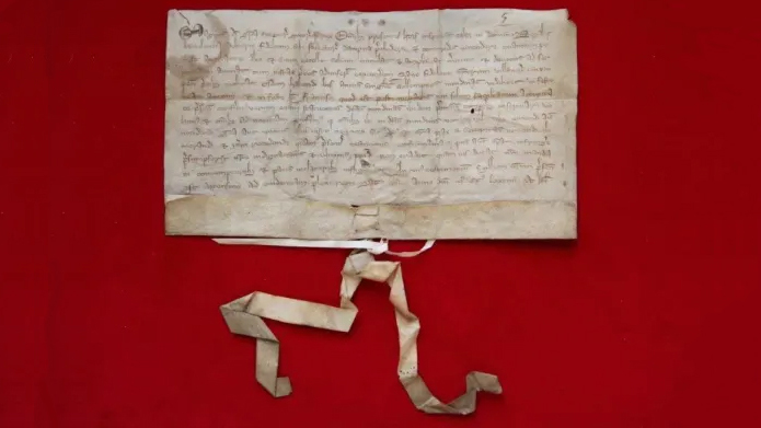 Jönköpings privilegiebrev från 1284. Foto: Jönköpings kommun