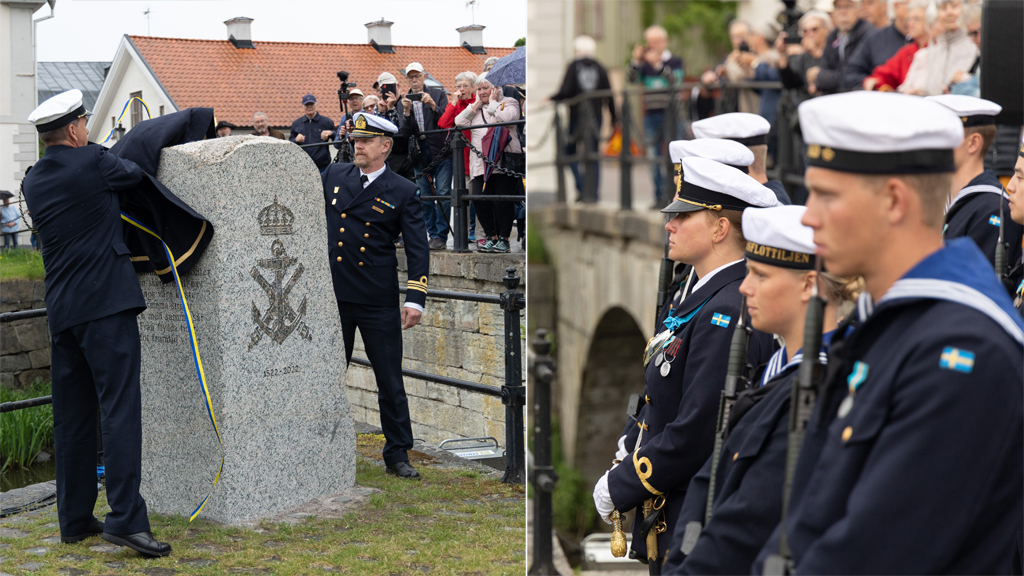 Avtäckning av marinens minnessten i Söderköping. Foto: Jimmie Adamsson/Försvarsmakten