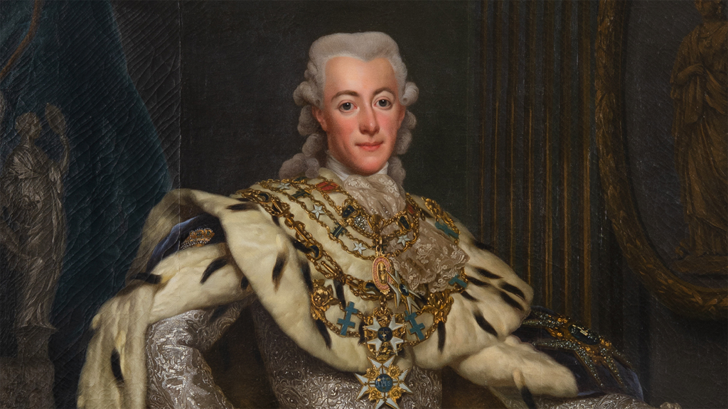 Gustav III, oljemålning av Alexander Roslin (beskuren). Foto: Anna Danielsson/Nationalmuseum