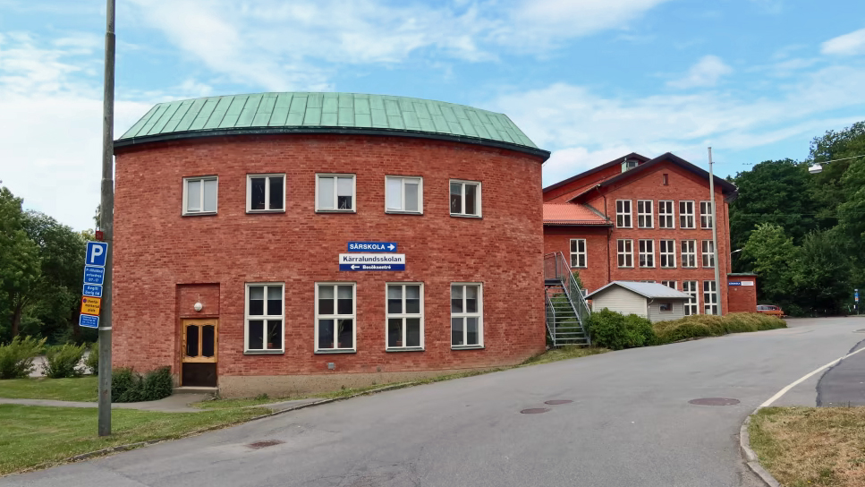 Kärralundsskolan i Torp är ett exempel på 1950-talets "folkhemskatedraler". Foto: Göteborgs stadsmuseum