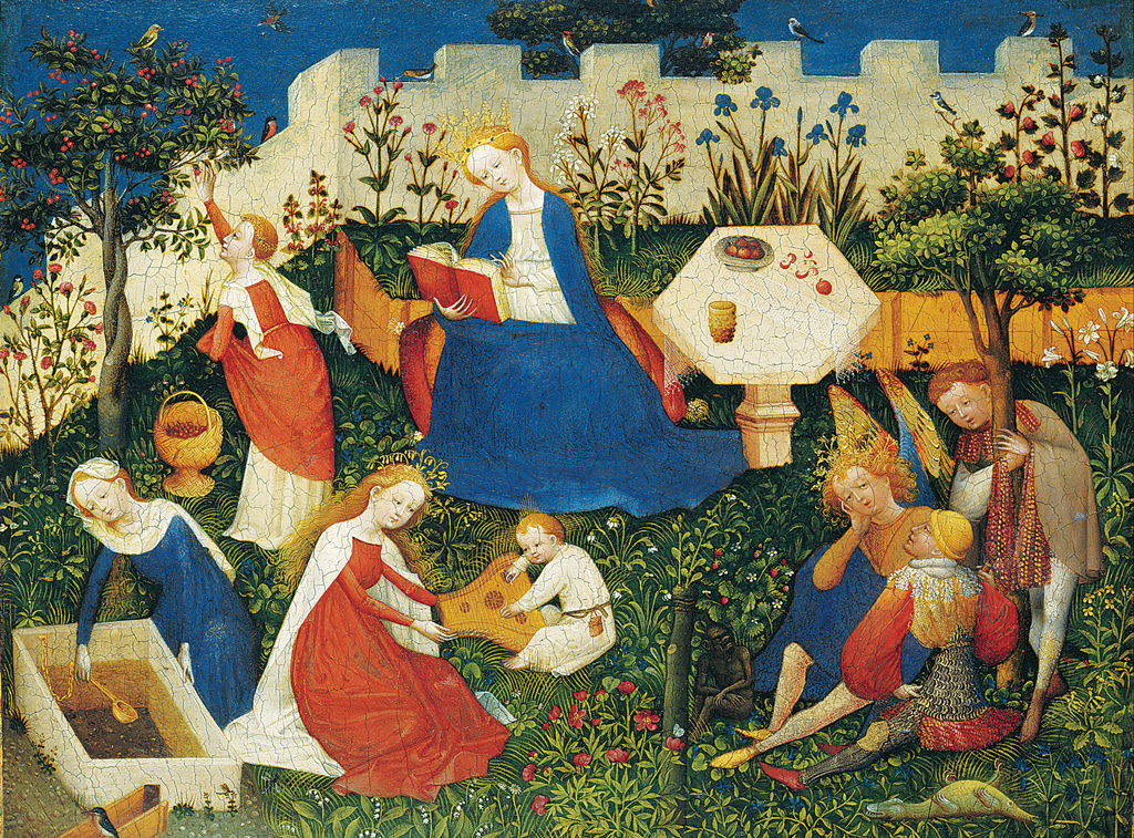 1400-talsmålningen Paradiesgärtlein ("Paradisets lilla trädgård") av Oberrheinischer Meister.