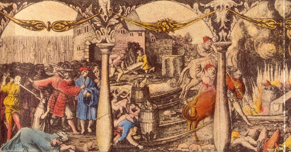 Detalj ur Blodbadstavlan som Gustav Vasa beställde i propagandasyfte 1524